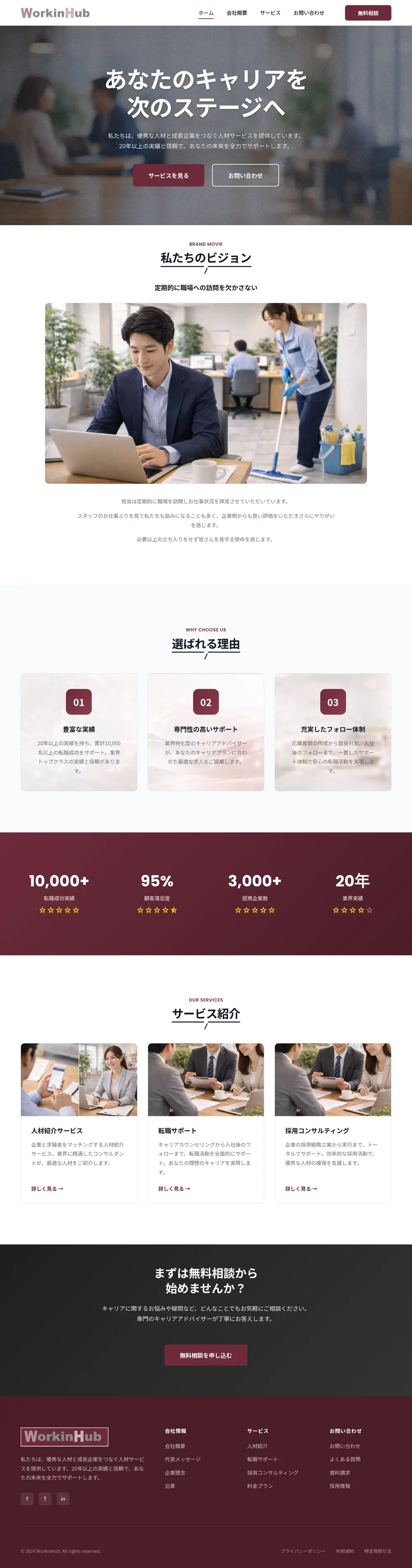 人材会社 コーポレートサイトのPC表示（ページ全体）